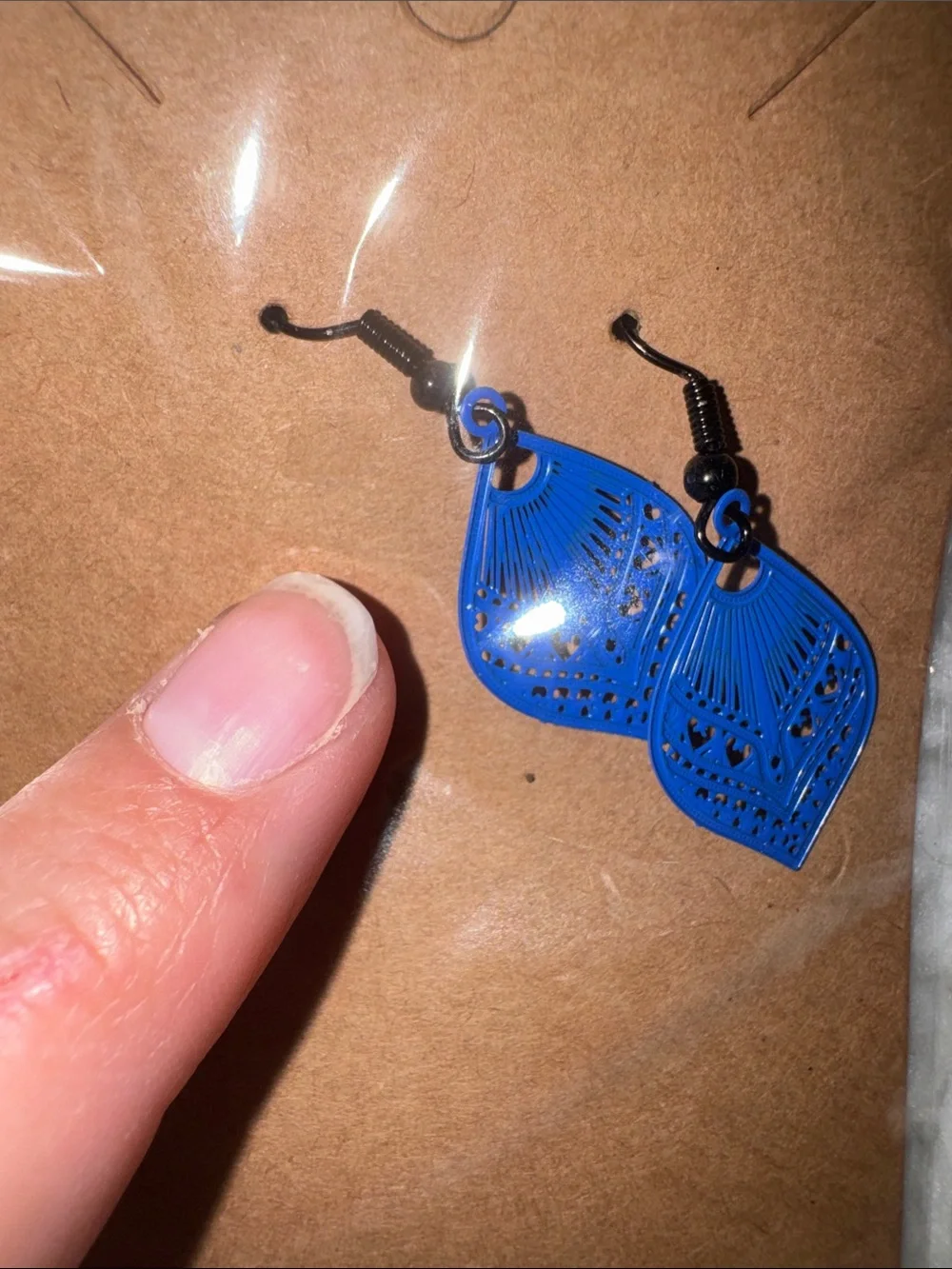 Blue Filigree Teardrop Dangle Earrings - Women Jewelry